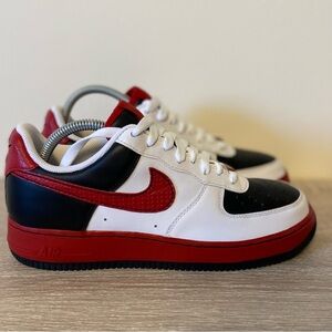 RARE vintage NIKE AIR FORCE 1 XXV '82 Shoes Black Red White 314192-162 size 7.5